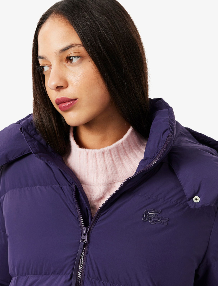 Lacoste Kadın Relaxed Fit Kapüşonlu Mor Şişme Mont Lacoste Kadın Relaxed Fit Kapüşonlu Mor Şişme Mont