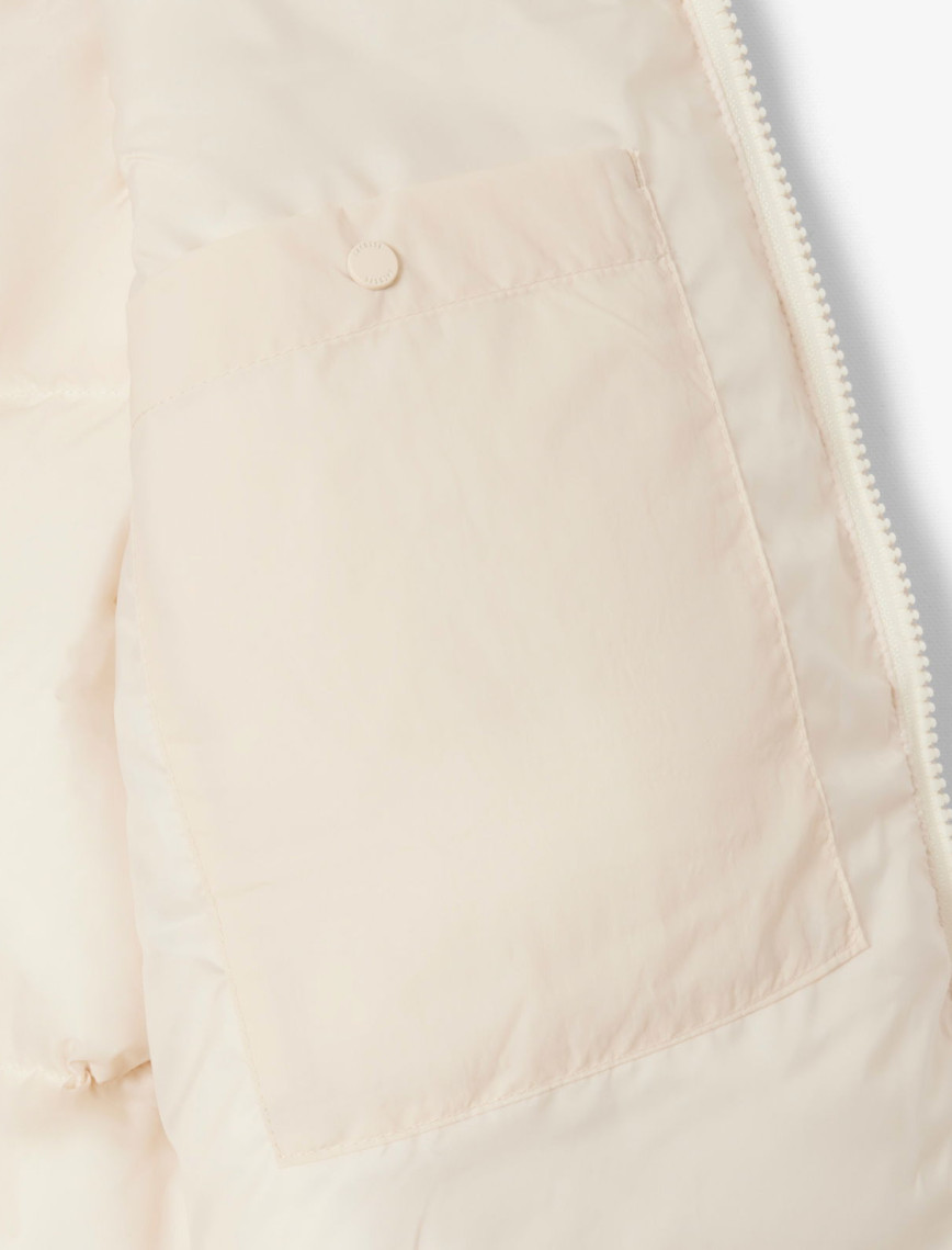 Lacoste Kadın Relaxed Fit Kapüşonlu Krem Şişme Mont Lacoste Kadın Relaxed Fit Kapüşonlu Krem Şişme Mont