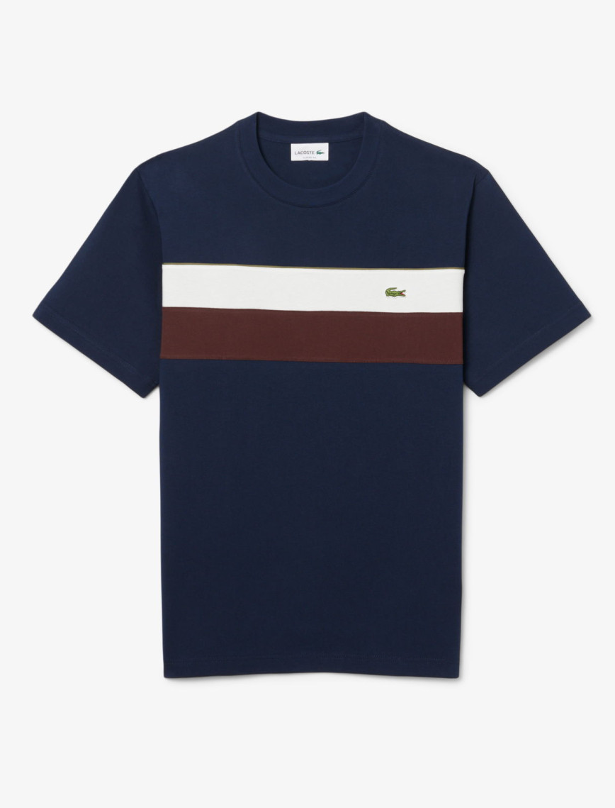Lacoste Erkek Classic Fit Bisiklet Yaka Renk Bloklu Lacivert T-Shirt Lacoste Erkek Classic Fit Bisiklet Yaka Renk Bloklu Lacivert T-Shirt