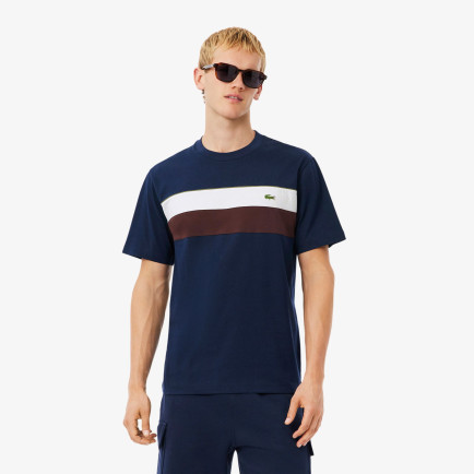 Lacoste Erkek Classic Fit Bisiklet Yaka Renk Bloklu Lacivert T-Shirt Lacoste Erkek Classic Fit Bisiklet Yaka Renk Bloklu Lacivert T-Shirt