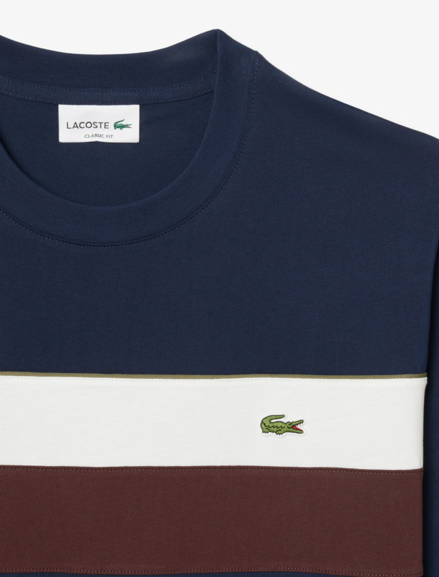 Lacoste Erkek Classic Fit Bisiklet Yaka Renk Bloklu Lacivert T-Shirt Lacoste Erkek Classic Fit Bisiklet Yaka Renk Bloklu Lacivert T-Shirt