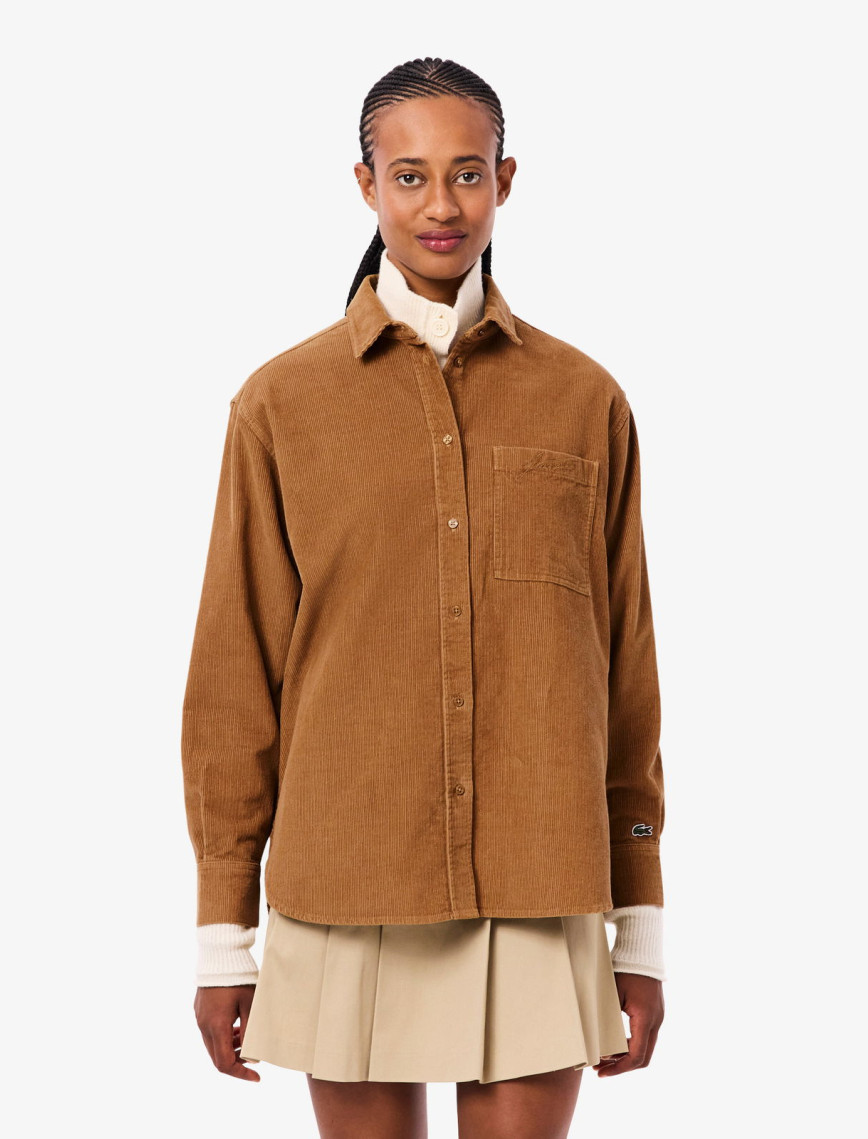 Lacoste Kadın Oversize Fit Kahverengi Gömlek Lacoste Kadın Oversize Fit Kahverengi Gömlek