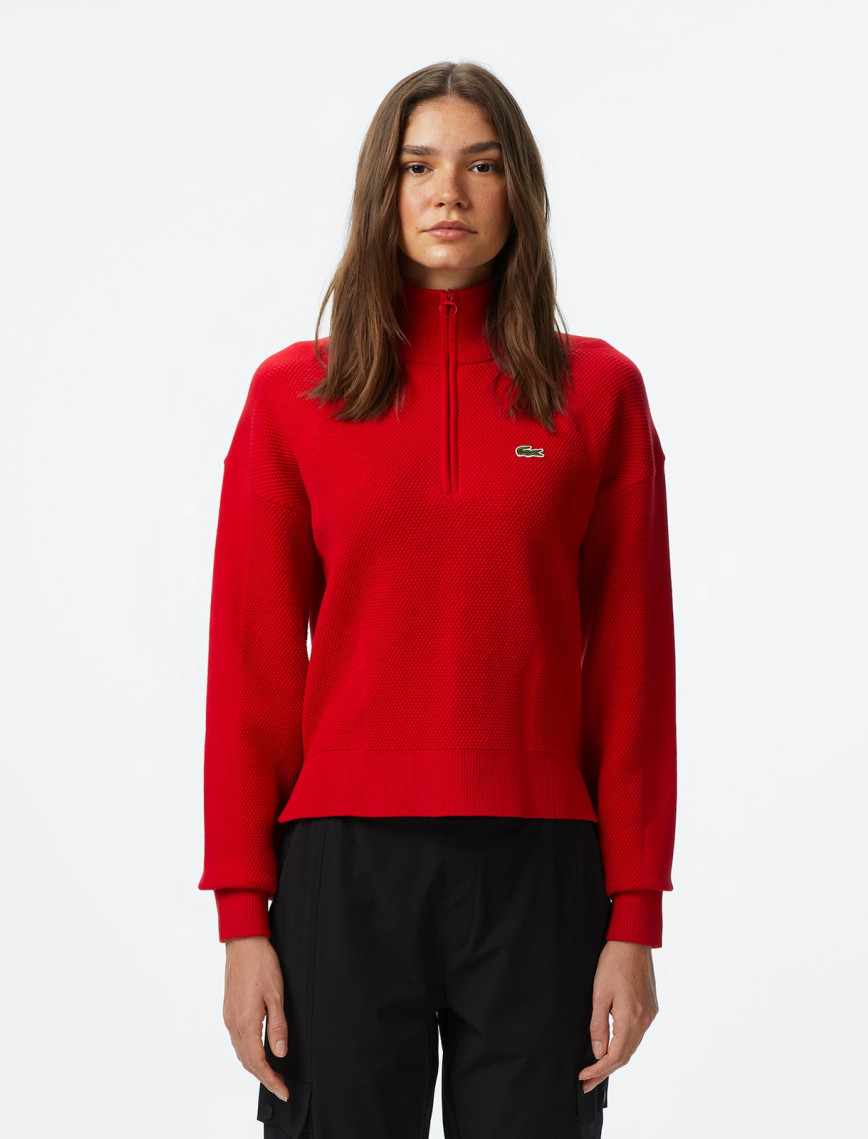Lacoste Kadın Relaxed Fit Yarım Fermuarlı Lacivert Kazak Lacoste Kadın Relaxed Fit Yarım Fermuarlı Lacivert Kazak