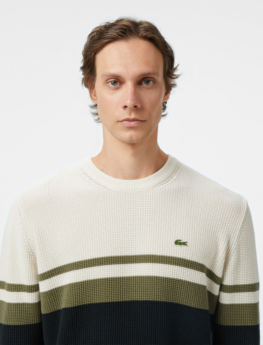 Lacoste Erkek Classic Fit Bisiklet Yaka Renk Bloklu Siyah Kazak Lacoste Erkek Classic Fit Bisiklet Yaka Renk Bloklu Siyah Kazak