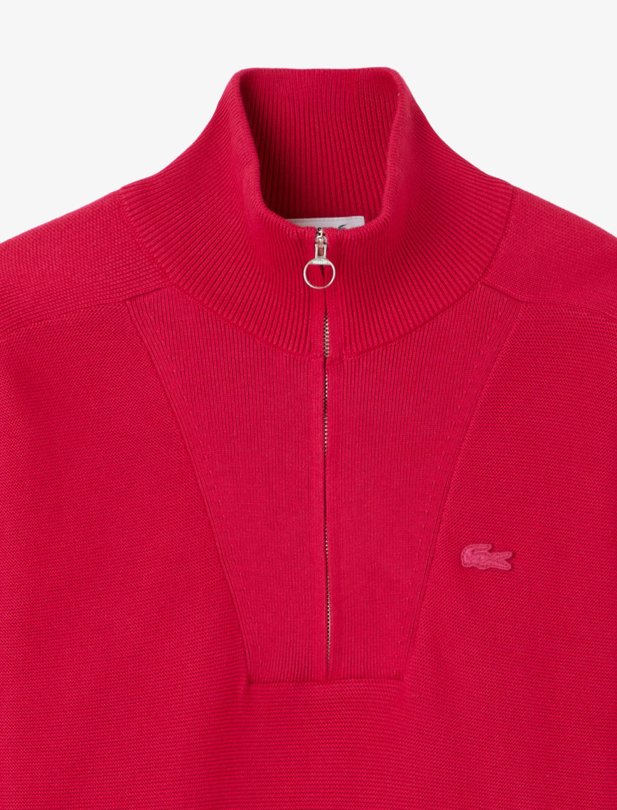 Lacoste Kadın Classic Fit Yarım Fermuarlı Kırmızı Kazak Lacoste Kadın Classic Fit Yarım Fermuarlı Kırmızı Kazak