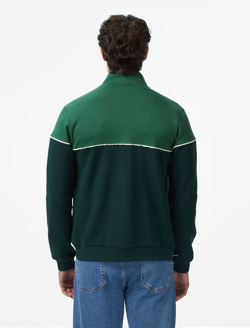 Lacoste Erkek Slim Fit Fermuarlı Renk Bloklu Yeşil Sweatshirt Lacoste Erkek Slim Fit Fermuarlı Renk Bloklu Yeşil Sweatshirt