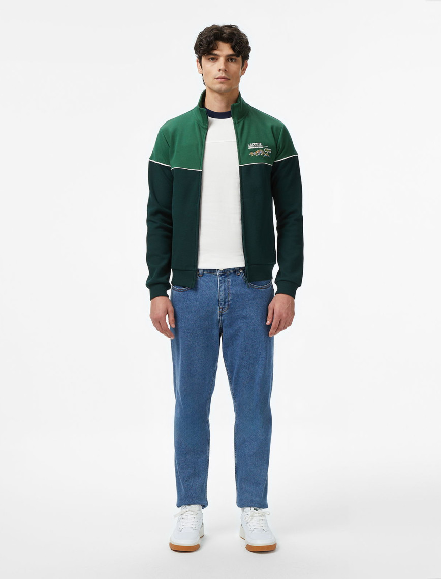 Lacoste Erkek Slim Fit Fermuarlı Renk Bloklu Yeşil Sweatshirt Lacoste Erkek Slim Fit Fermuarlı Renk Bloklu Yeşil Sweatshirt