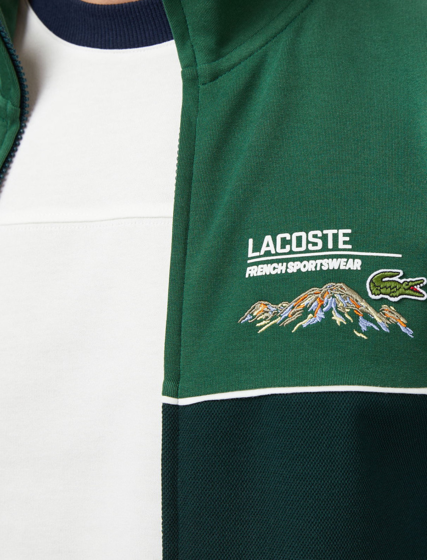 Lacoste Erkek Slim Fit Fermuarlı Renk Bloklu Yeşil Sweatshirt Lacoste Erkek Slim Fit Fermuarlı Renk Bloklu Yeşil Sweatshirt