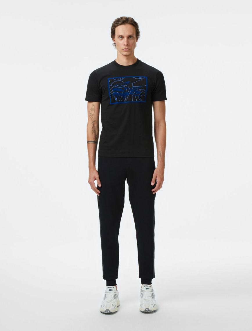 Lacoste Erkek Regular Fit Bisiklet Yaka Baskılı Siyah T-Shirt Lacoste Erkek Regular Fit Bisiklet Yaka Baskılı Siyah T-Shirt