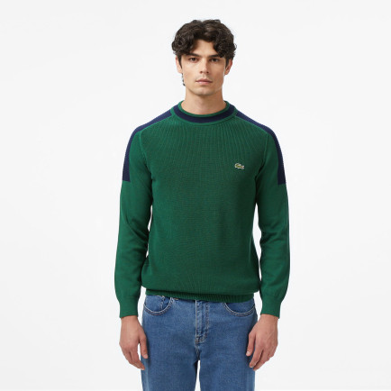 Lacoste Erkek Classic Fit Bisiklet Yaka Renk Bloklu Yeşil Kazak Lacoste Erkek Classic Fit Bisiklet Yaka Renk Bloklu Yeşil Kazak