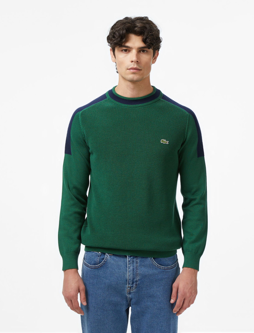 Lacoste Erkek Classic Fit Bisiklet Yaka Renk Bloklu Yeşil Kazak Lacoste Erkek Classic Fit Bisiklet Yaka Renk Bloklu Yeşil Kazak
