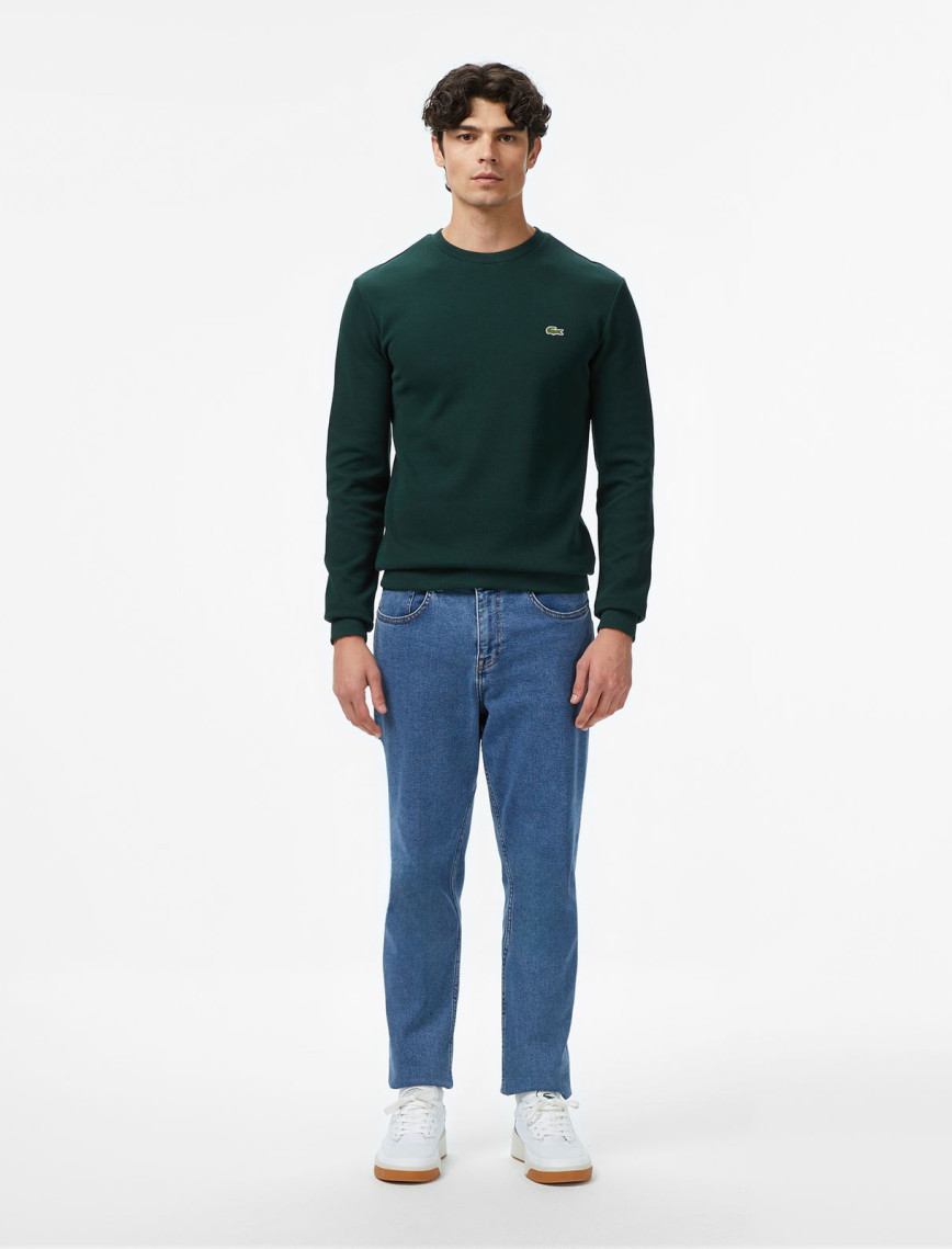 Lacoste Erkek Regular Fit Uzun Kollu Bisiklet Yaka Koyu Yeşil T-Shirt