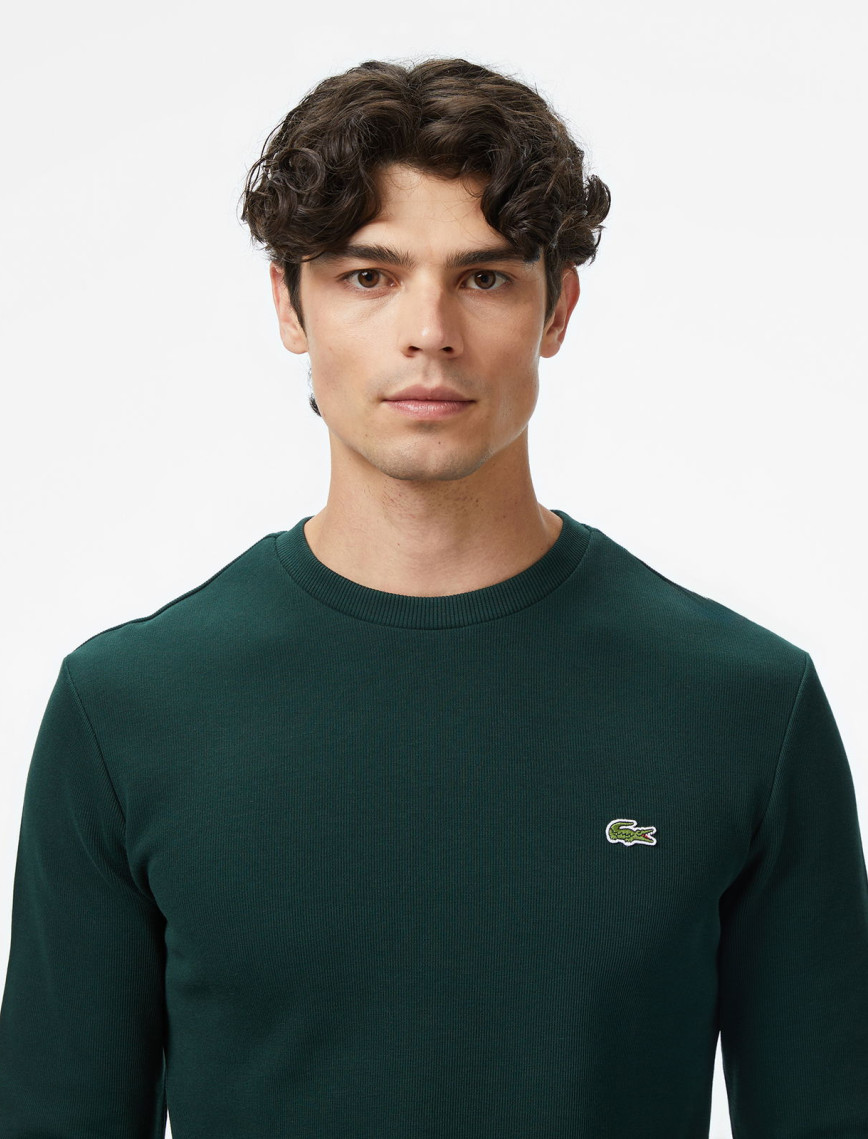 Lacoste Erkek Regular Fit Uzun Kollu Bisiklet Yaka Koyu Yeşil T-Shirt