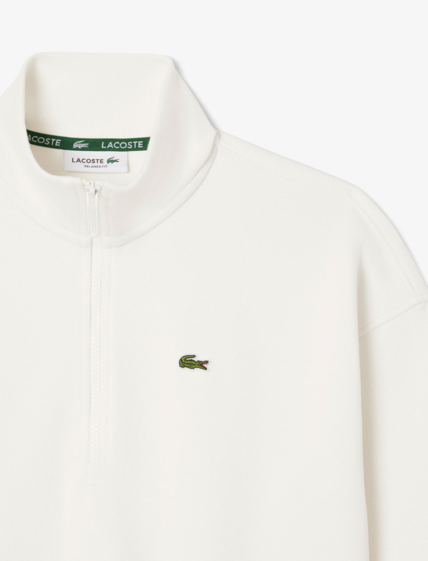 Lacoste Kadın Relaxed Fit Yarım Fermuarlı Beyaz Sweatshirt Lacoste Kadın Relaxed Fit Yarım Fermuarlı Beyaz Sweatshirt