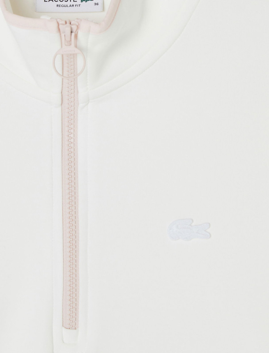 Lacoste Kadın Regular Fit Yarım Fermuarlı Beyaz Sweatshirt Lacoste Kadın Regular Fit Yarım Fermuarlı Beyaz Sweatshirt