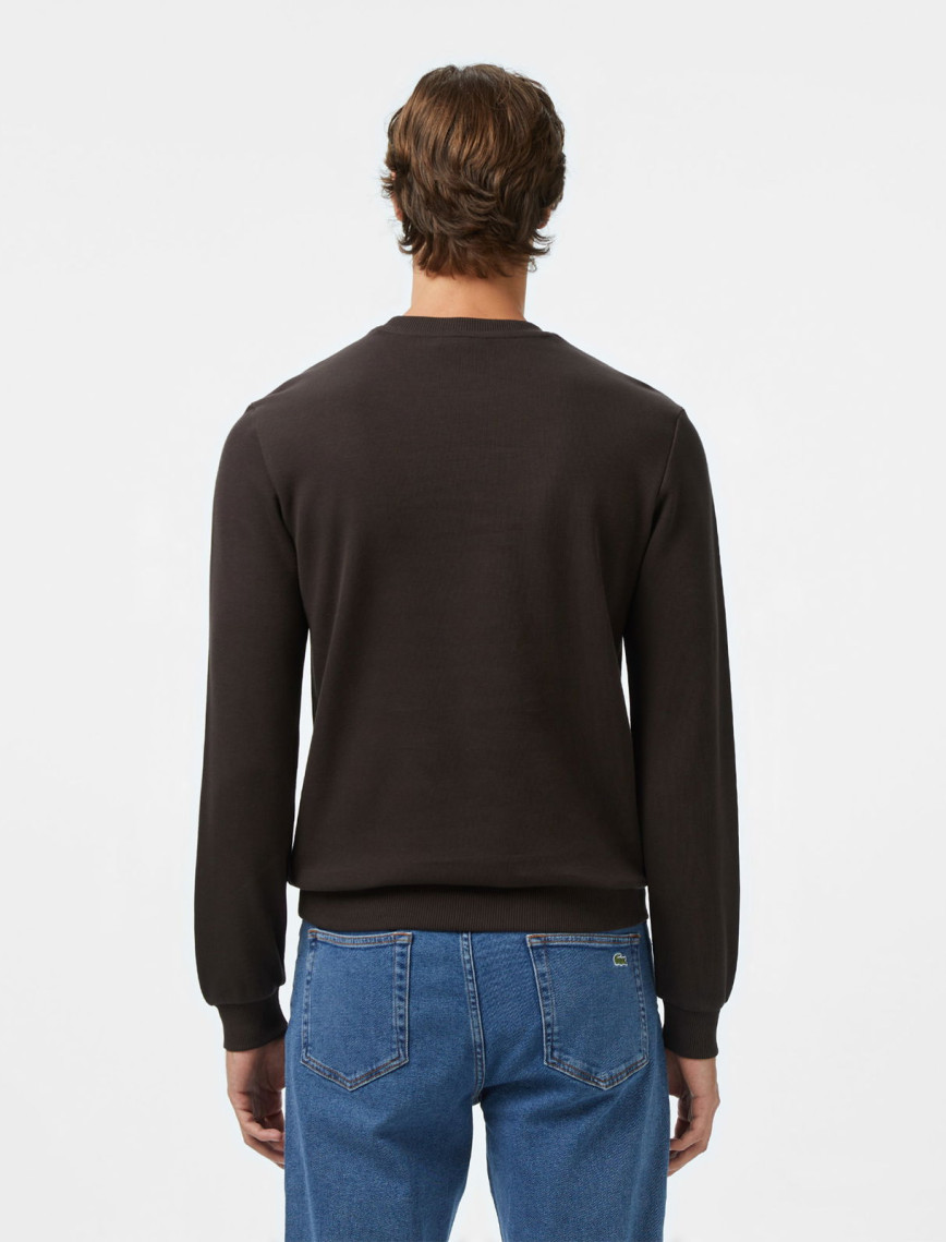 Lacoste Erkek Regular Fit Uzun Kollu Bisiklet Yaka Kahverengi T-Shirt