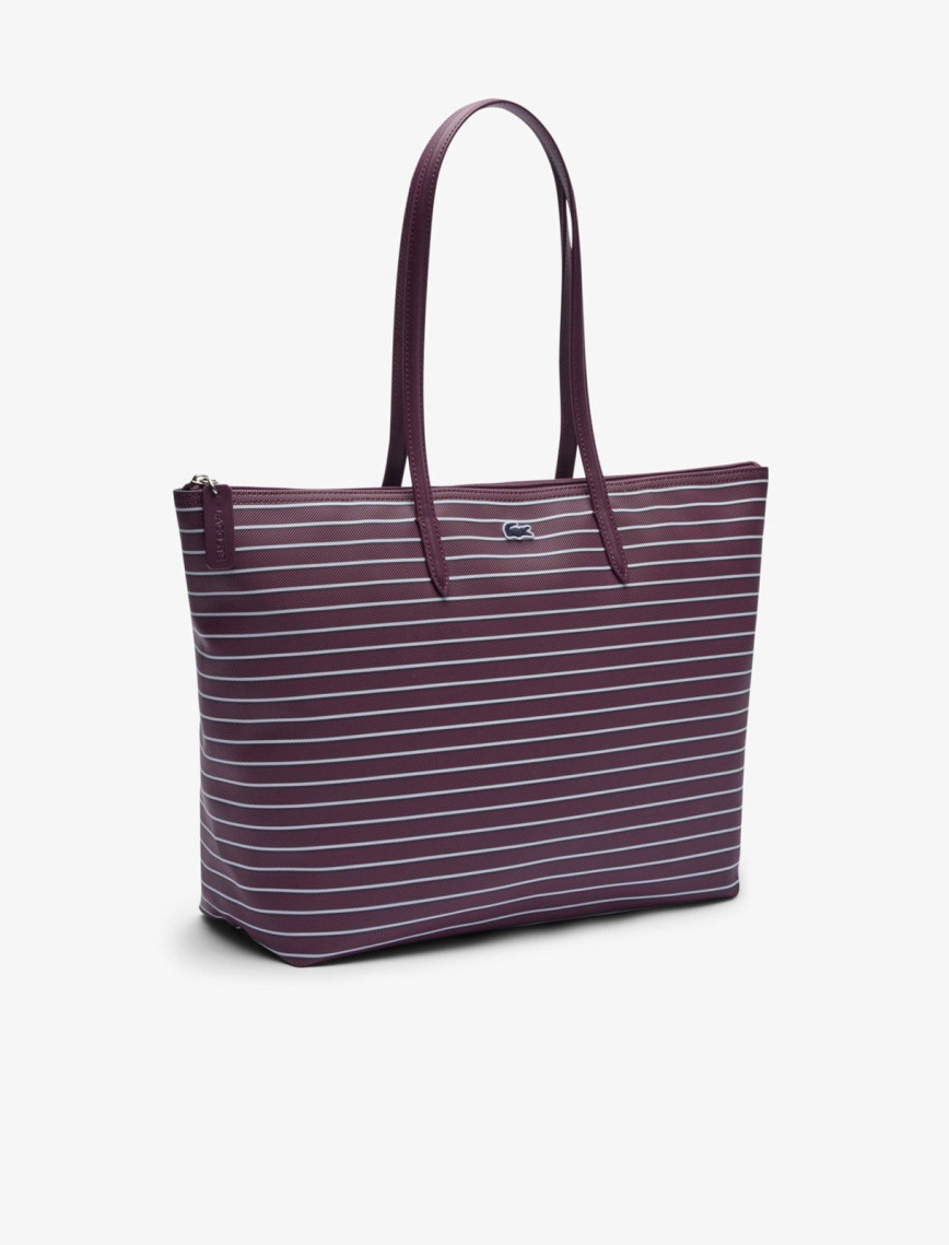 Lacoste Large L.12.12 Kadın Çizgili Bordo Omuz Çantası Lacoste Large L.12.12 Kadın Çizgili Bordo Omuz Çantası