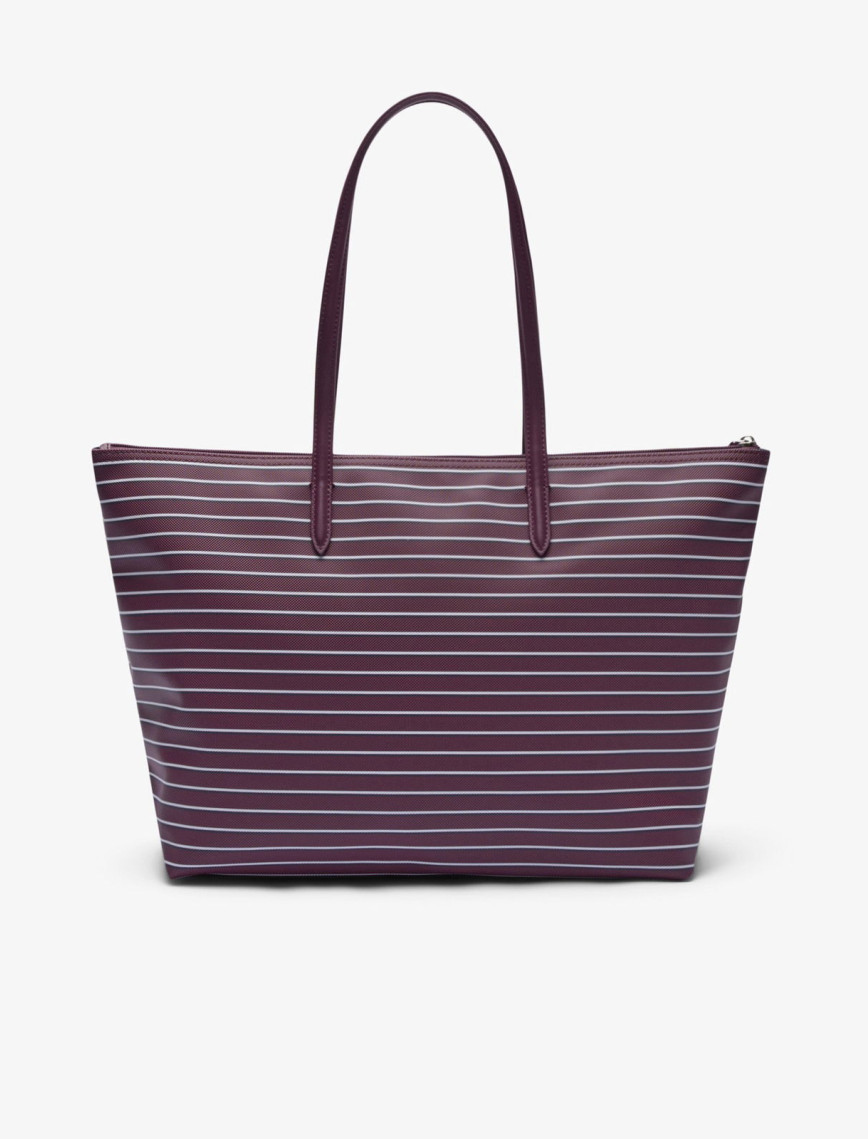 Lacoste Large L.12.12 Kadın Çizgili Bordo Omuz Çantası Lacoste Large L.12.12 Kadın Çizgili Bordo Omuz Çantası