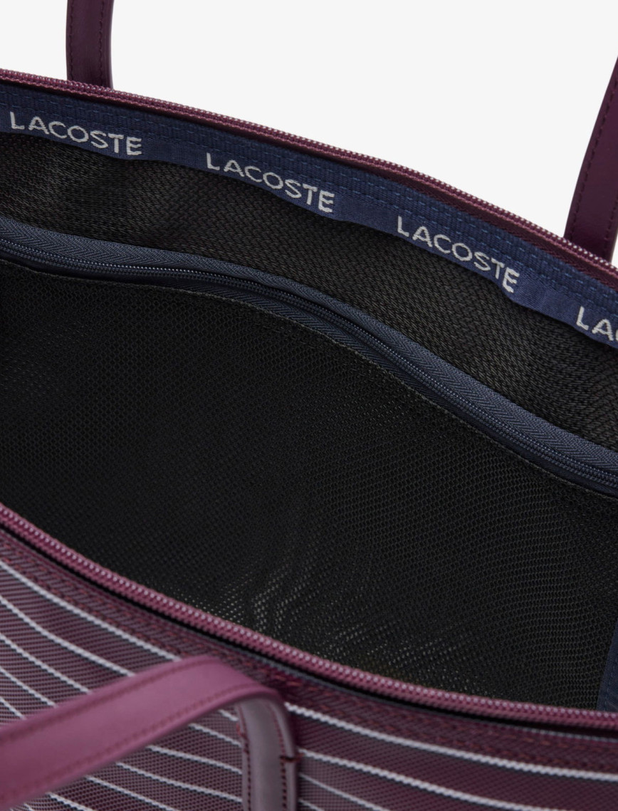 Lacoste Large L.12.12 Kadın Çizgili Bordo Omuz Çantası Lacoste Large L.12.12 Kadın Çizgili Bordo Omuz Çantası