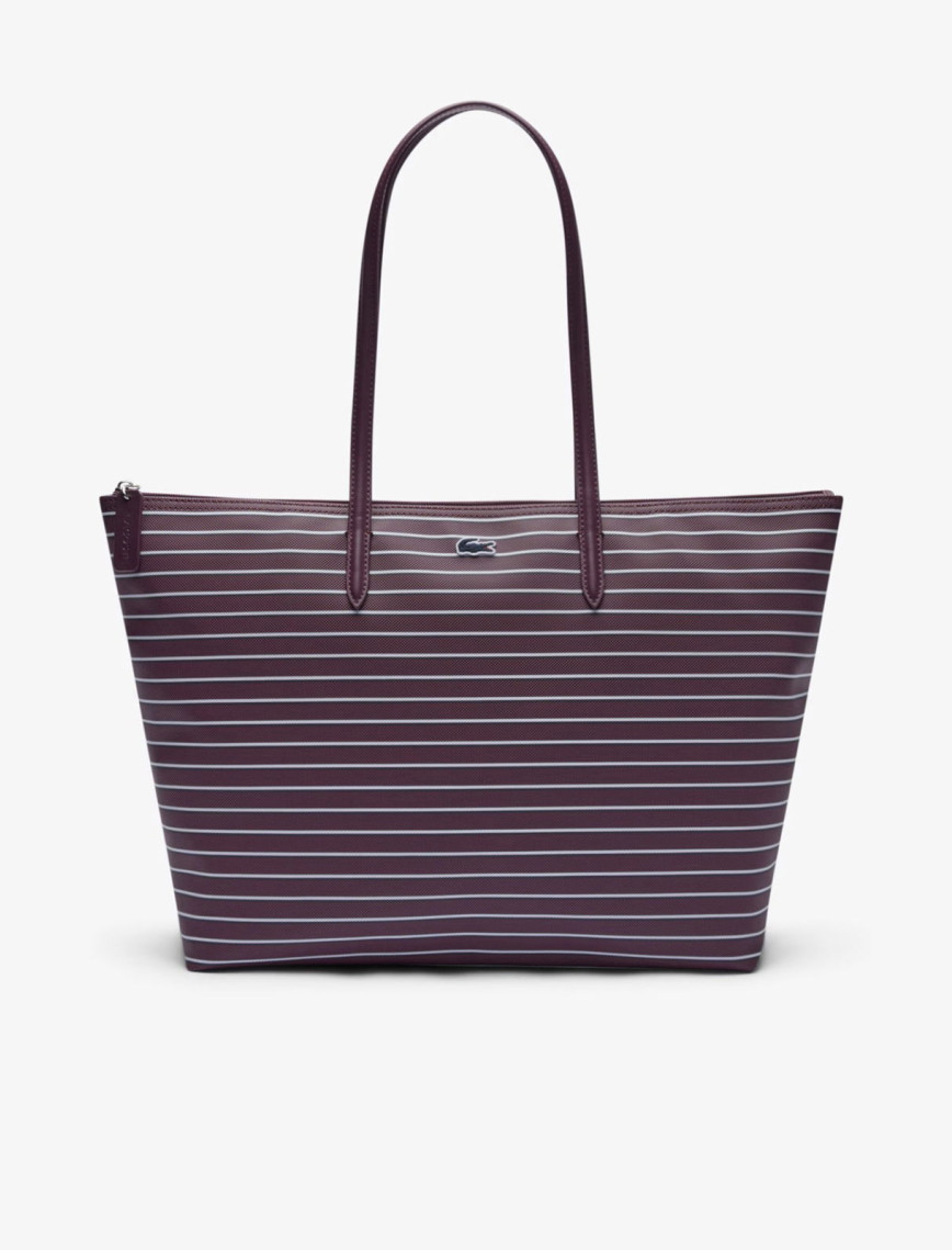 Lacoste Large L.12.12 Kadın Çizgili Bordo Omuz Çantası Lacoste Large L.12.12 Kadın Çizgili Bordo Omuz Çantası