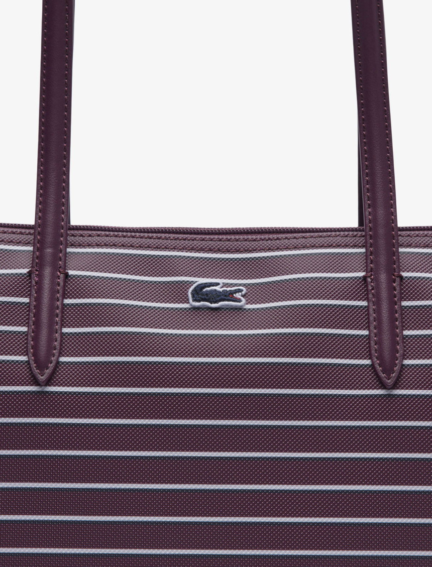 Lacoste Large L.12.12 Kadın Çizgili Bordo Omuz Çantası Lacoste Large L.12.12 Kadın Çizgili Bordo Omuz Çantası