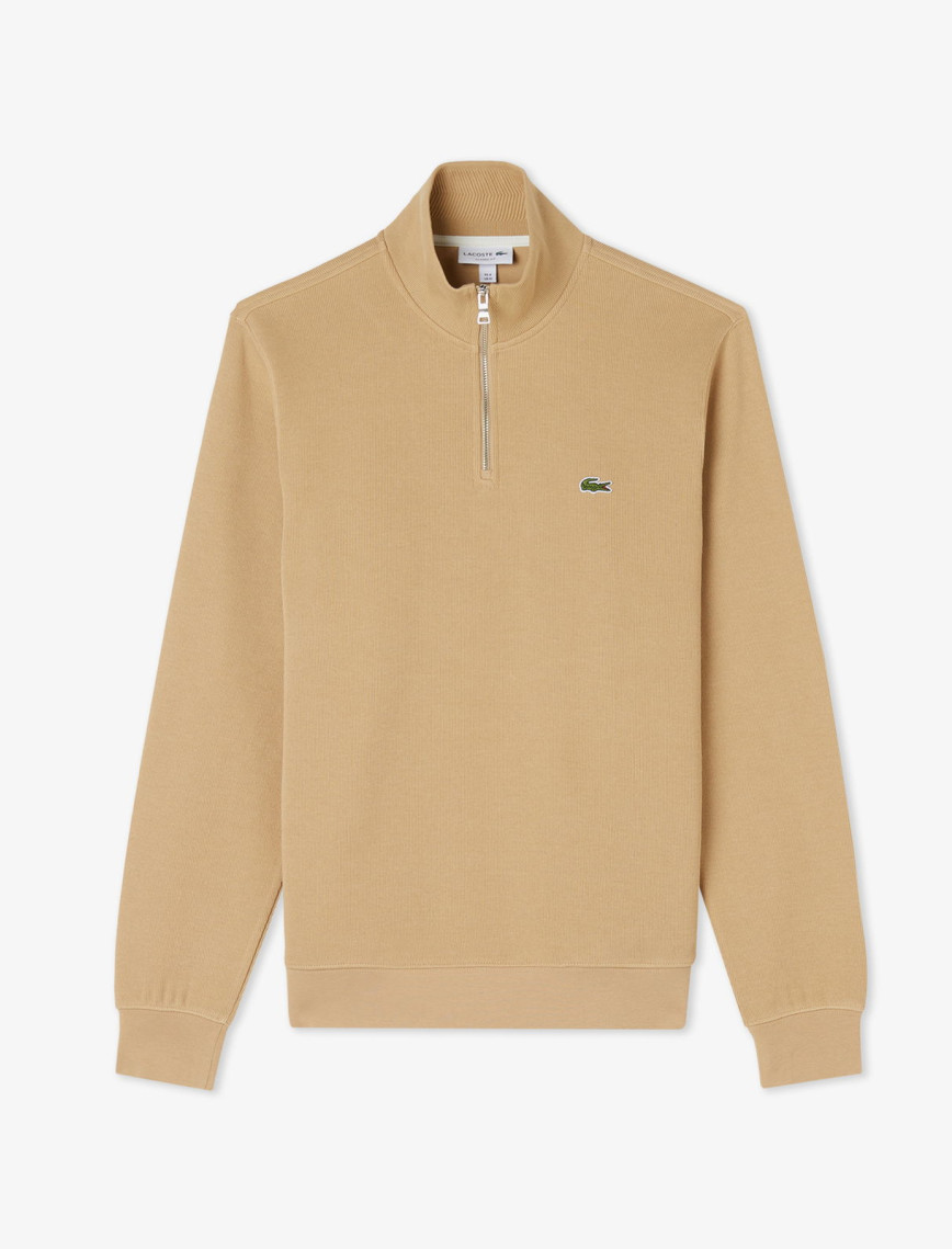 Lacoste Erkek Classic Fit Yarım Fermuarlı Bej Sweatshirt