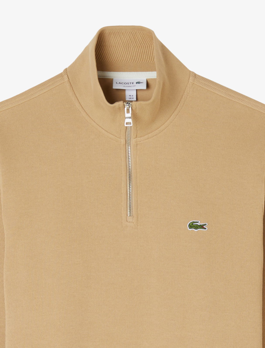 Lacoste Erkek Classic Fit Yarım Fermuarlı Bej Sweatshirt