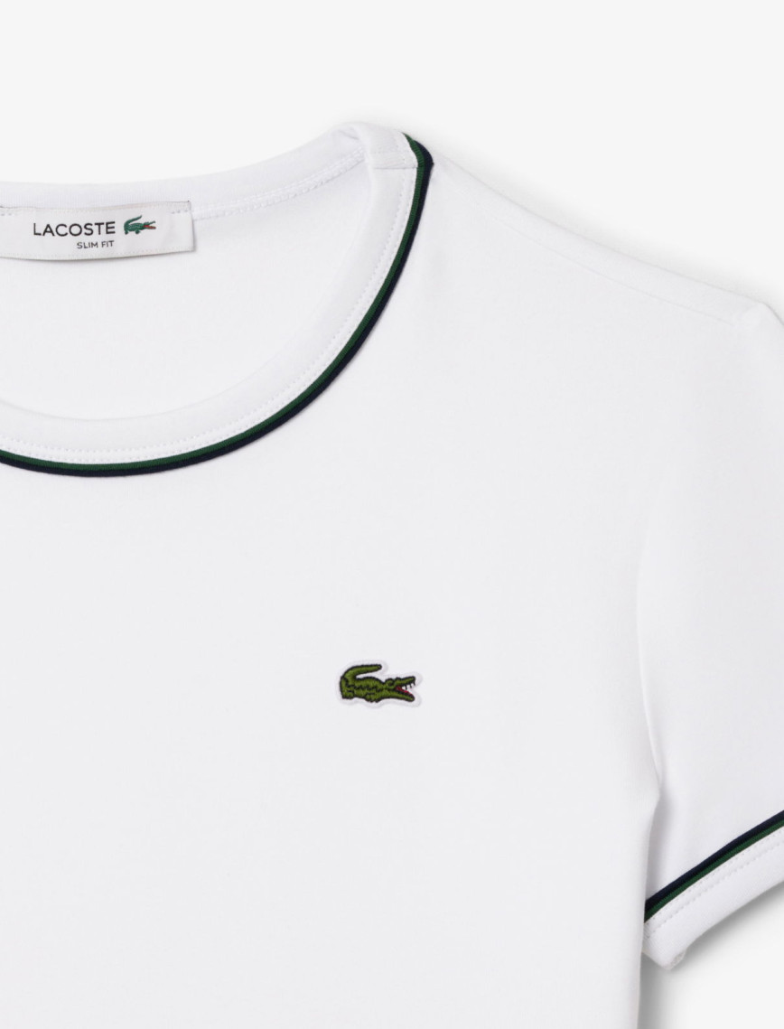 Lacoste Kadın Slim Fit Bisiklet Yaka Beyaz T-Shirt Lacoste Kadın Slim Fit Bisiklet Yaka Beyaz T-Shirt