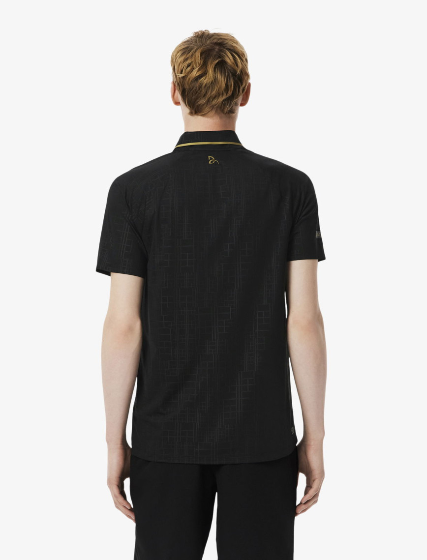 Lacoste Tennis x Novak Djokovic Erkek Slim Fit Desenli Siyah Polo Lacoste Tennis x Novak Djokovic Erkek Slim Fit Desenli Siyah Polo