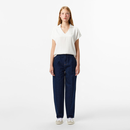 Lacoste Kadın Relaxed Fit Koyu Mavi Jean Pantolon Lacoste Kadın Relaxed Fit Koyu Mavi Jean Pantolon