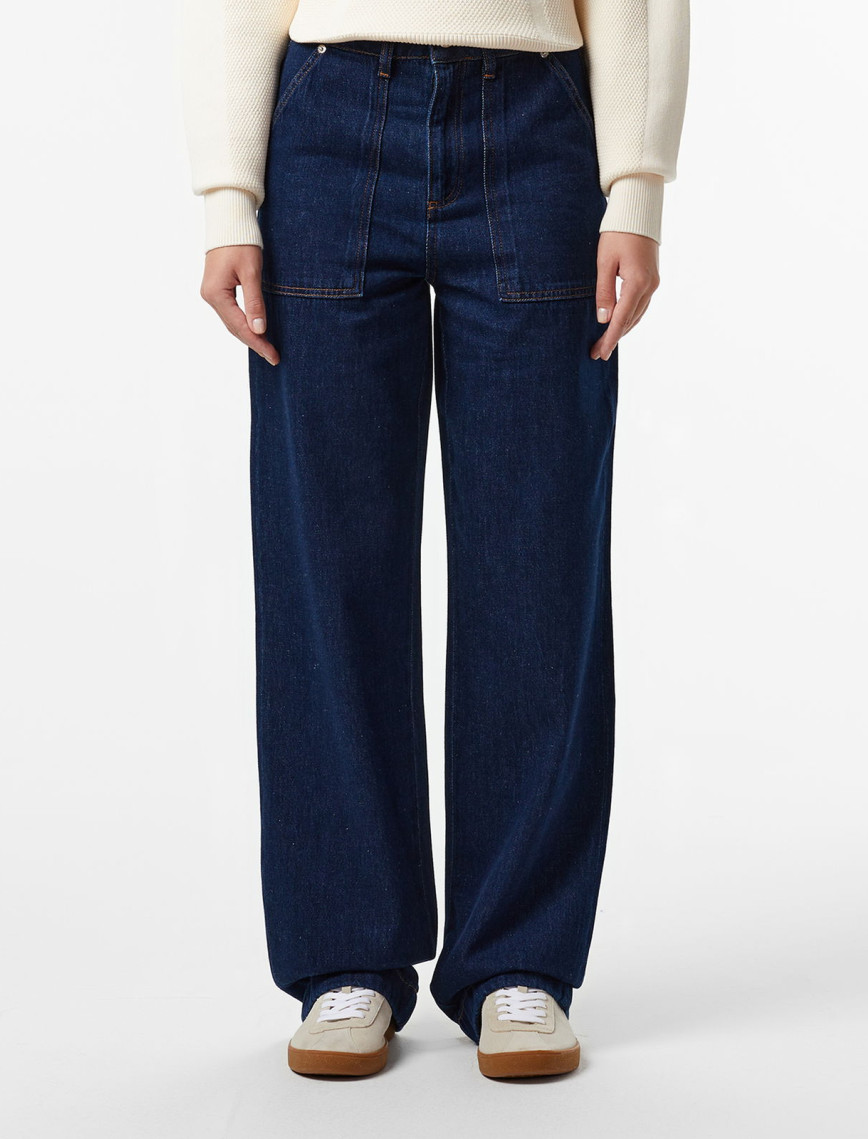 Lacoste Kadın Straight Fit Koyu Mavi Pantolon Lacoste Kadın Straight Fit Koyu Mavi Pantolon