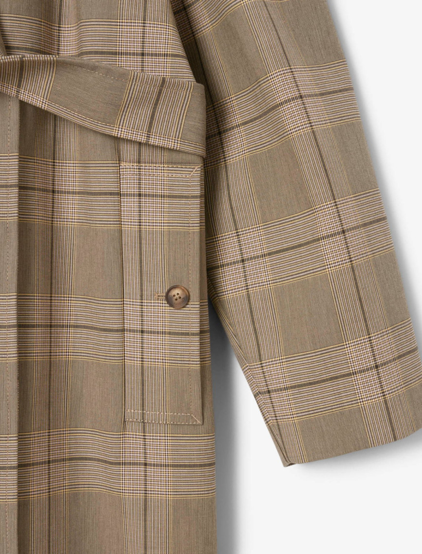 Lacoste Kadın Relaxed Fit Ekose Bej Kaban Lacoste Kadın Relaxed Fit Ekose Bej Kaban