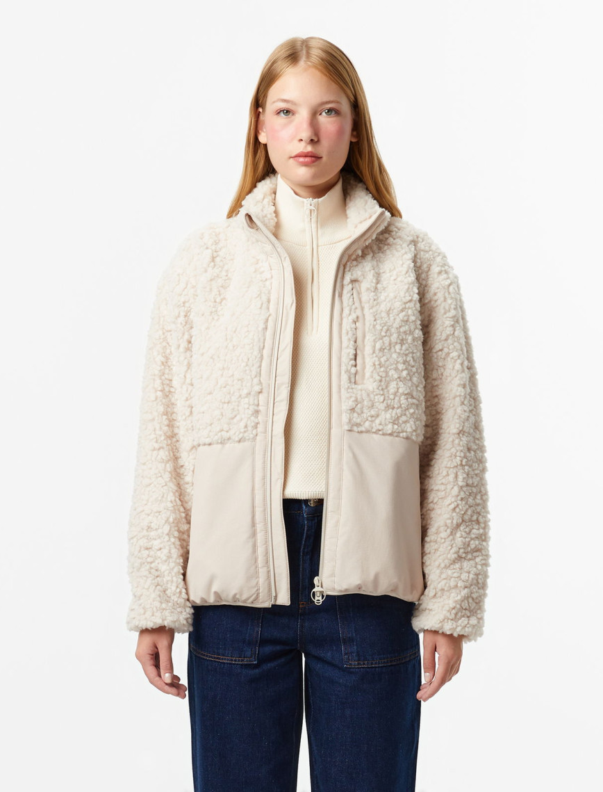 Lacoste Kadın Dik Yaka Beyaz Ceket Lacoste Kadın Dik Yaka Beyaz Ceket