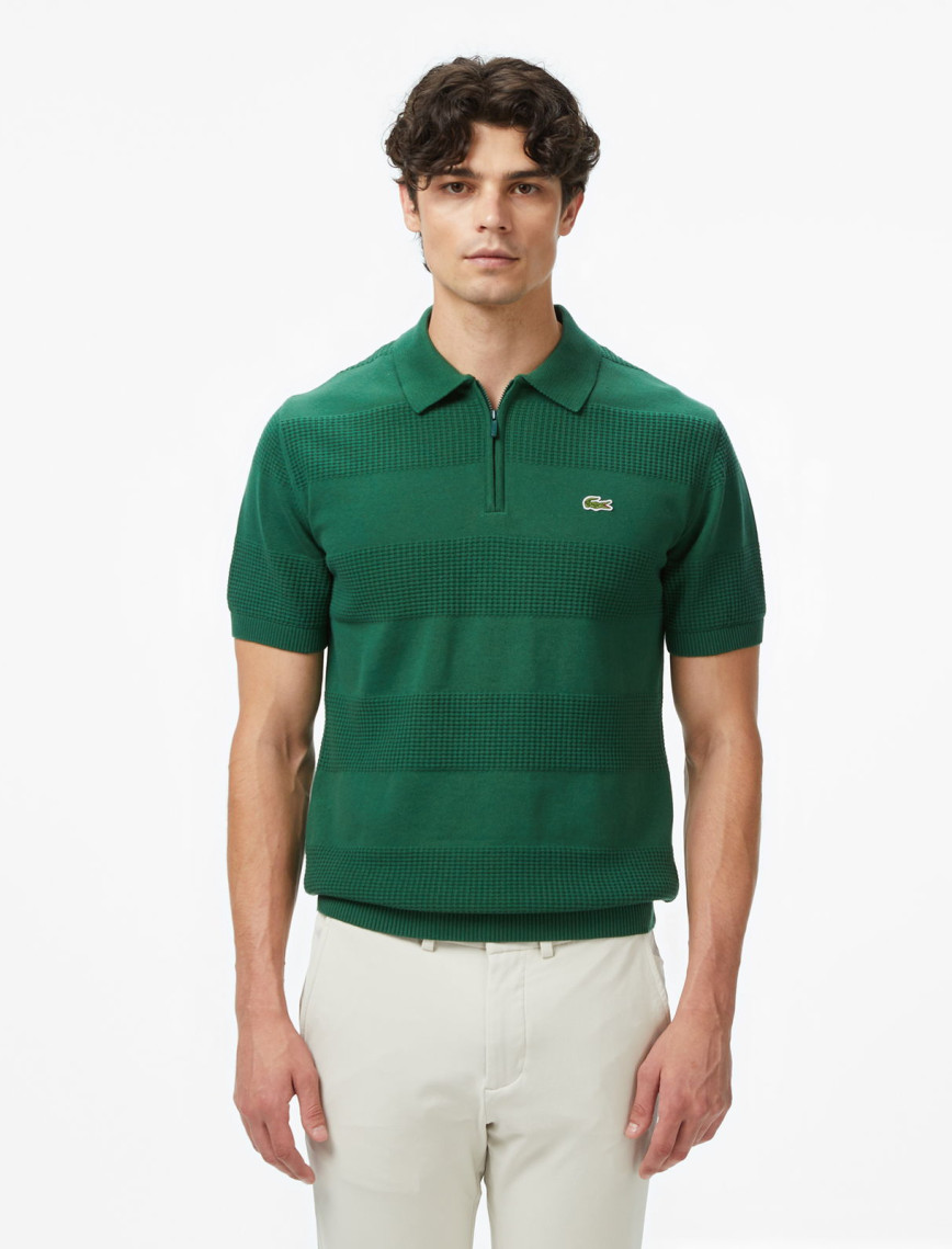 Lacoste Erkek Classic Fit Kısa Kollu Polo Yaka Desenli Yeşil Triko Lacoste Erkek Classic Fit Kısa Kollu Polo Yaka Desenli Yeşil Triko