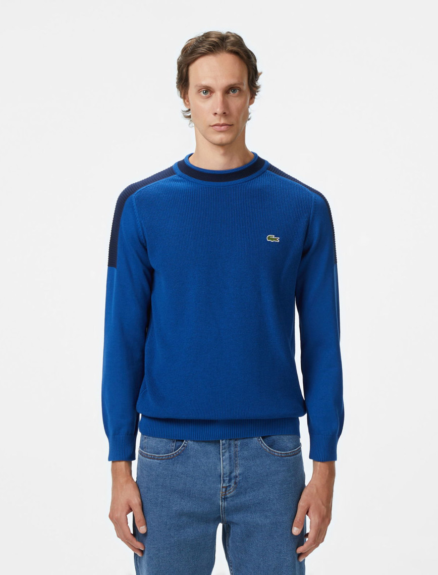 Lacoste Erkek Classic Fit Bisiklet Yaka Renk Bloklu Yeşil Kazak Lacoste Erkek Classic Fit Bisiklet Yaka Renk Bloklu Yeşil Kazak