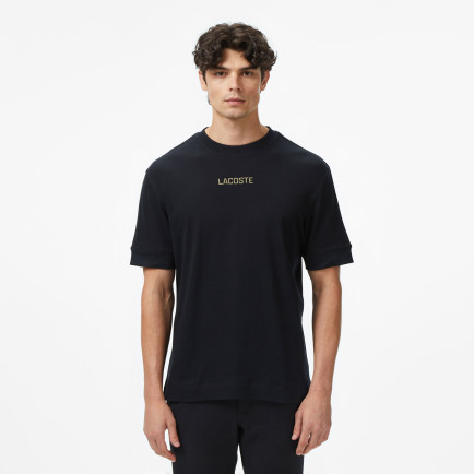 Lacoste Erkek Loose Fit Bisiklet Yaka Baskılı Siyah T-Shirt Lacoste Erkek Loose Fit Bisiklet Yaka Baskılı Siyah T-Shirt