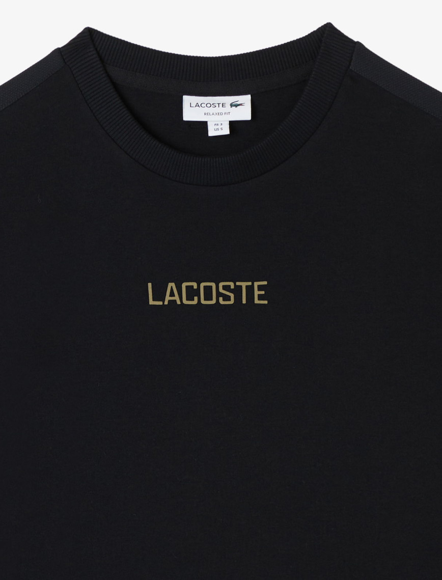 Lacoste Erkek Loose Fit Bisiklet Yaka Baskılı Siyah T-Shirt Lacoste Erkek Loose Fit Bisiklet Yaka Baskılı Siyah T-Shirt