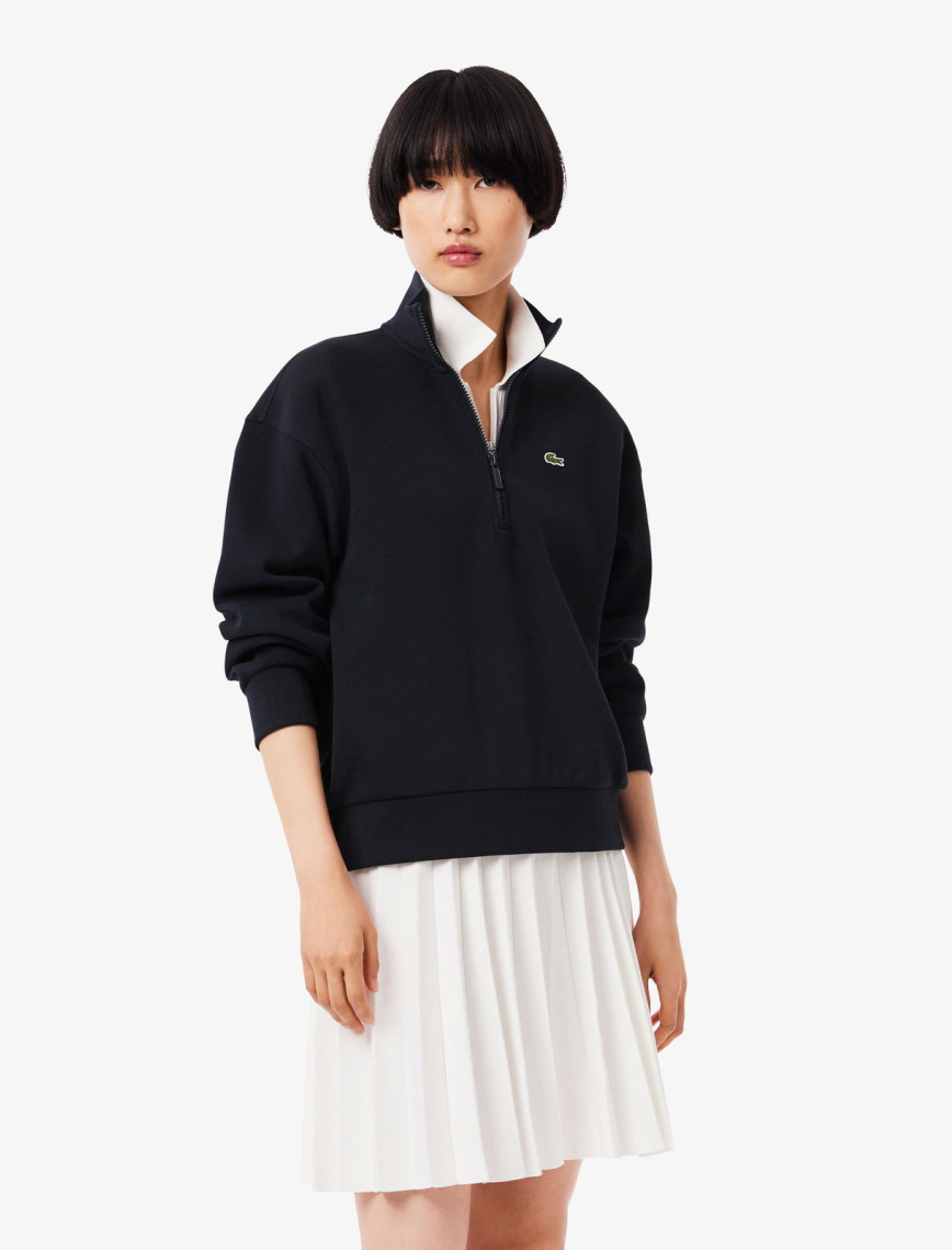 Lacoste Kadın Relaxed Fit Yarım Fermuarlı Beyaz Sweatshirt Lacoste Kadın Relaxed Fit Yarım Fermuarlı Beyaz Sweatshirt