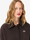 Lacoste Kadın Oversize Fit Polo Yaka Kahverengi Sweatshirt