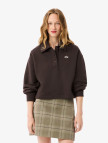 Lacoste Kadın Oversize Fit Polo Yaka Kahverengi Sweatshirt