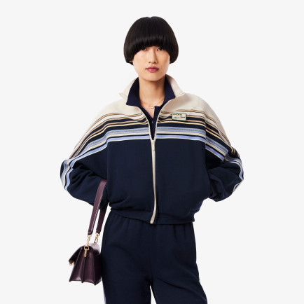 Lacoste Kadın Relaxed Fit Fermuarlı Çizgili Lacivert Sweatshirt Lacoste Kadın Relaxed Fit Fermuarlı Çizgili Lacivert Sweatshirt