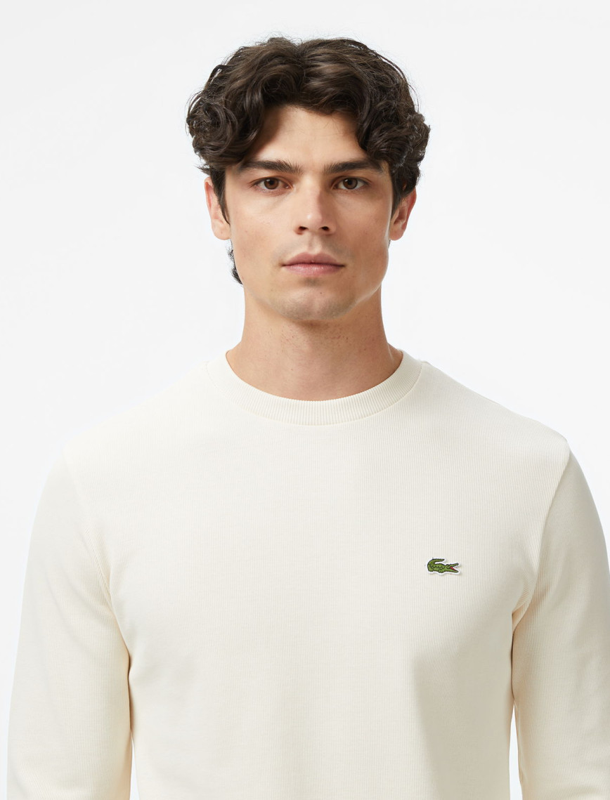 Lacoste Erkek Regular Fit Uzun Kollu Bisiklet Yaka Krem T-Shirt Lacoste Erkek Regular Fit Uzun Kollu Bisiklet Yaka Krem T-Shirt