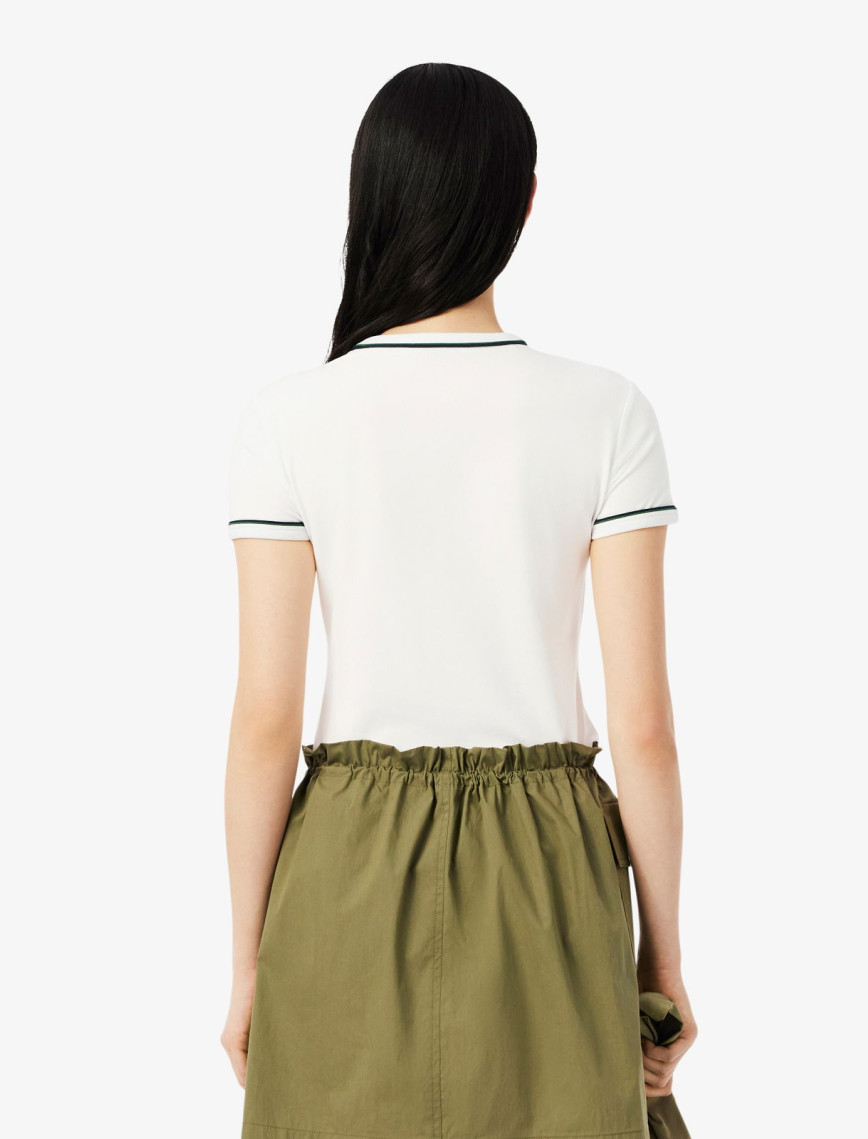Lacoste Kadın Slim Fit Bisiklet Yaka Beyaz T-Shirt Lacoste Kadın Slim Fit Bisiklet Yaka Beyaz T-Shirt