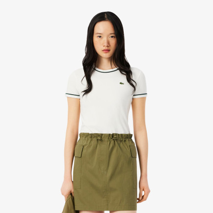 Lacoste Kadın Slim Fit Bisiklet Yaka Beyaz T-Shirt Lacoste Kadın Slim Fit Bisiklet Yaka Beyaz T-Shirt