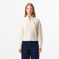 Lacoste Kadın Relaxed Fit Yarım Fermuarlı Krem Kazak Lacoste Kadın Relaxed Fit Yarım Fermuarlı Krem Kazak