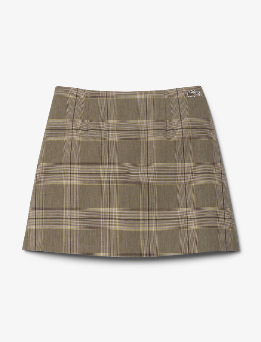 Lacoste Kadın Classic Fit Kareli Kahverengi Etek Lacoste Kadın Classic Fit Kareli Kahverengi Etek