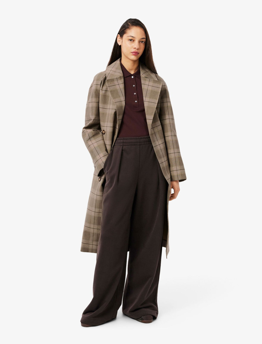 Lacoste Kadın Relaxed Fit Ekose Bej Kaban Lacoste Kadın Relaxed Fit Ekose Bej Kaban