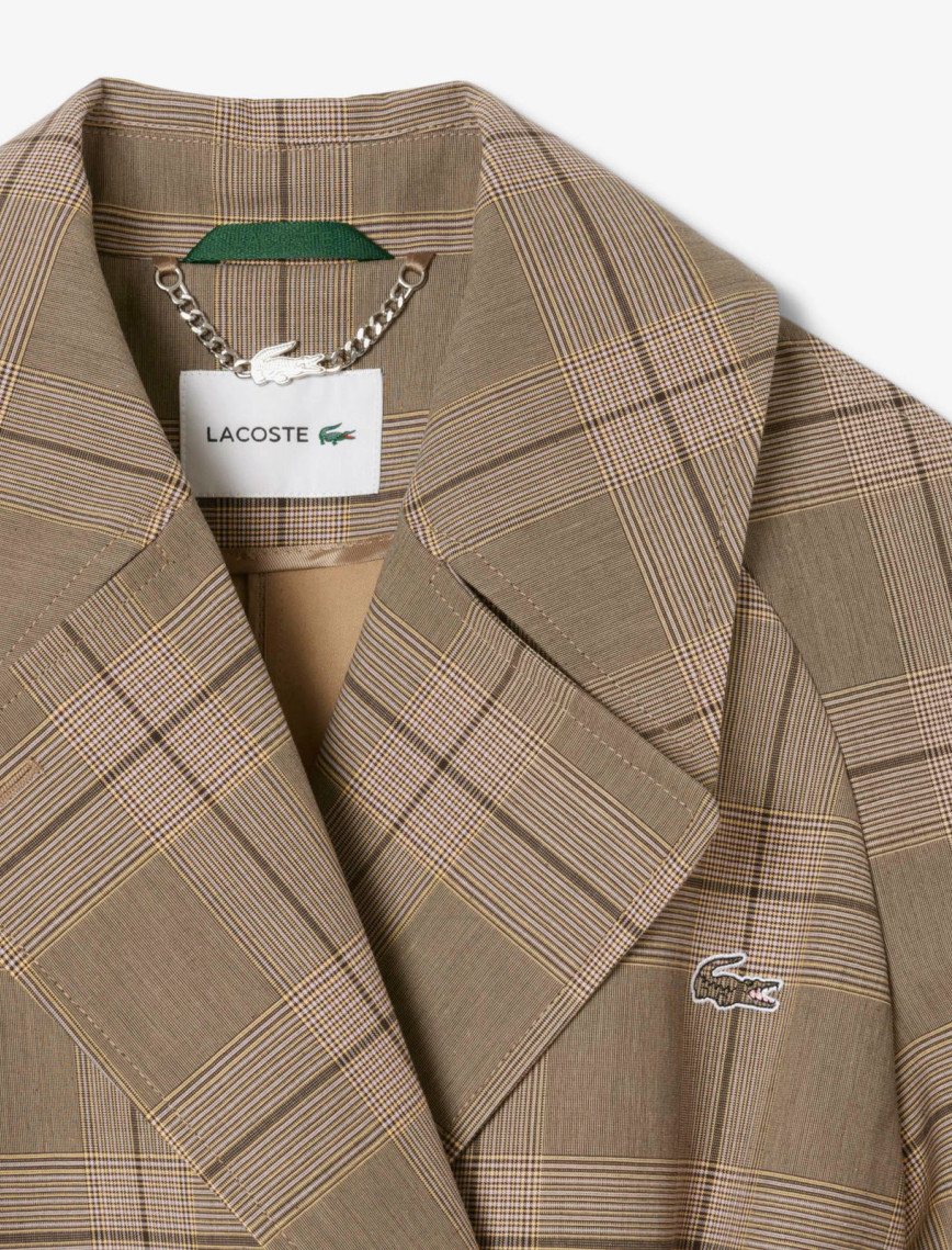 Lacoste Kadın Relaxed Fit Ekose Bej Kaban Lacoste Kadın Relaxed Fit Ekose Bej Kaban