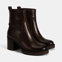 Kadın Kahve Kalın Topuklu Deri Bot Kadın Kahve Kalın Topuklu Deri Bot