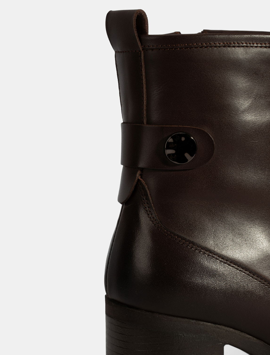 Kadın Kahve Kalın Topuklu Deri Bot Kadın Kahve Kalın Topuklu Deri Bot